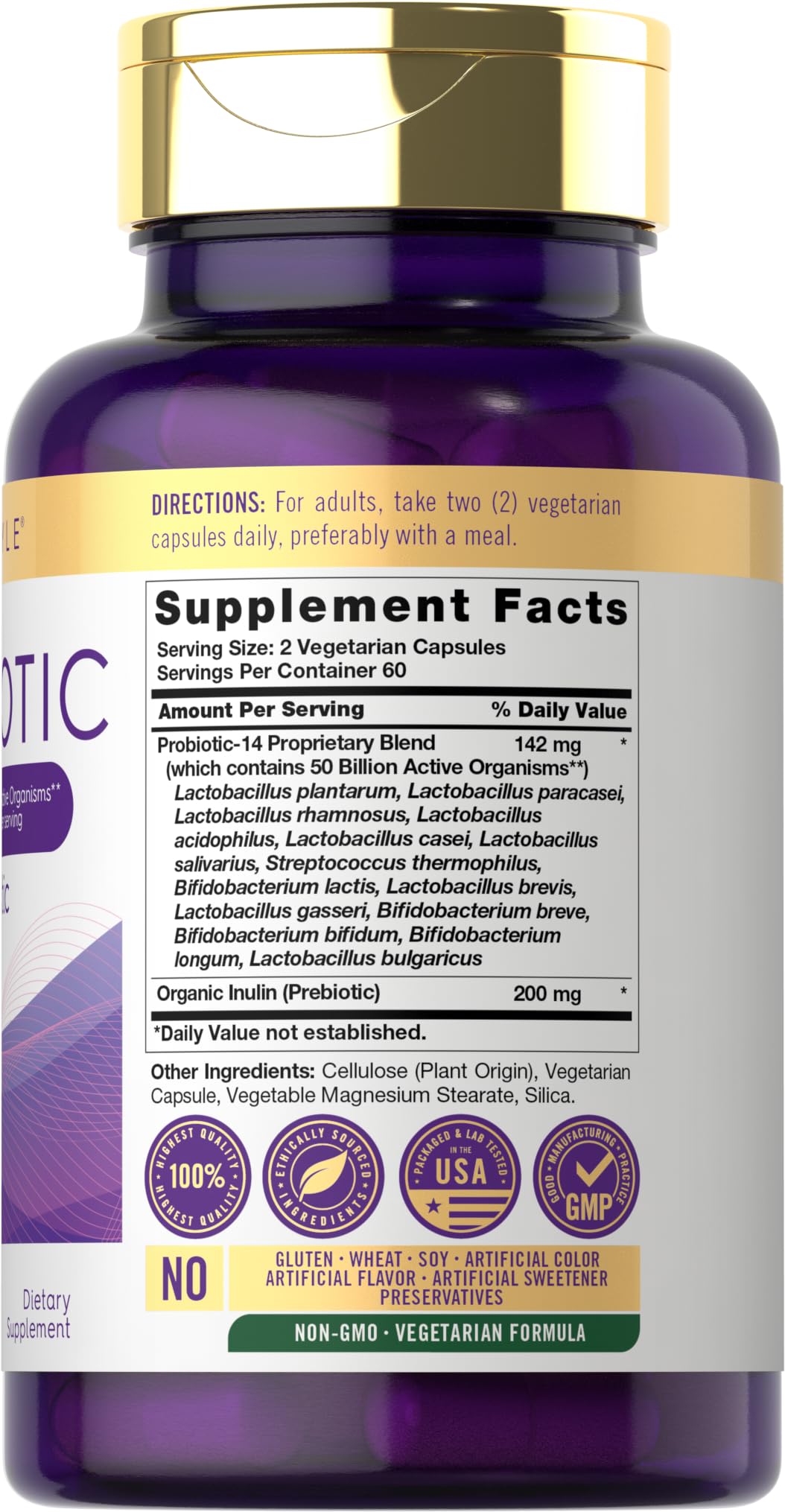 Carlyle Probiotics with Prebiotics | 120 Capsules | 50 Billion Active Organisms | Non-GMO & Gluten Free Supplement